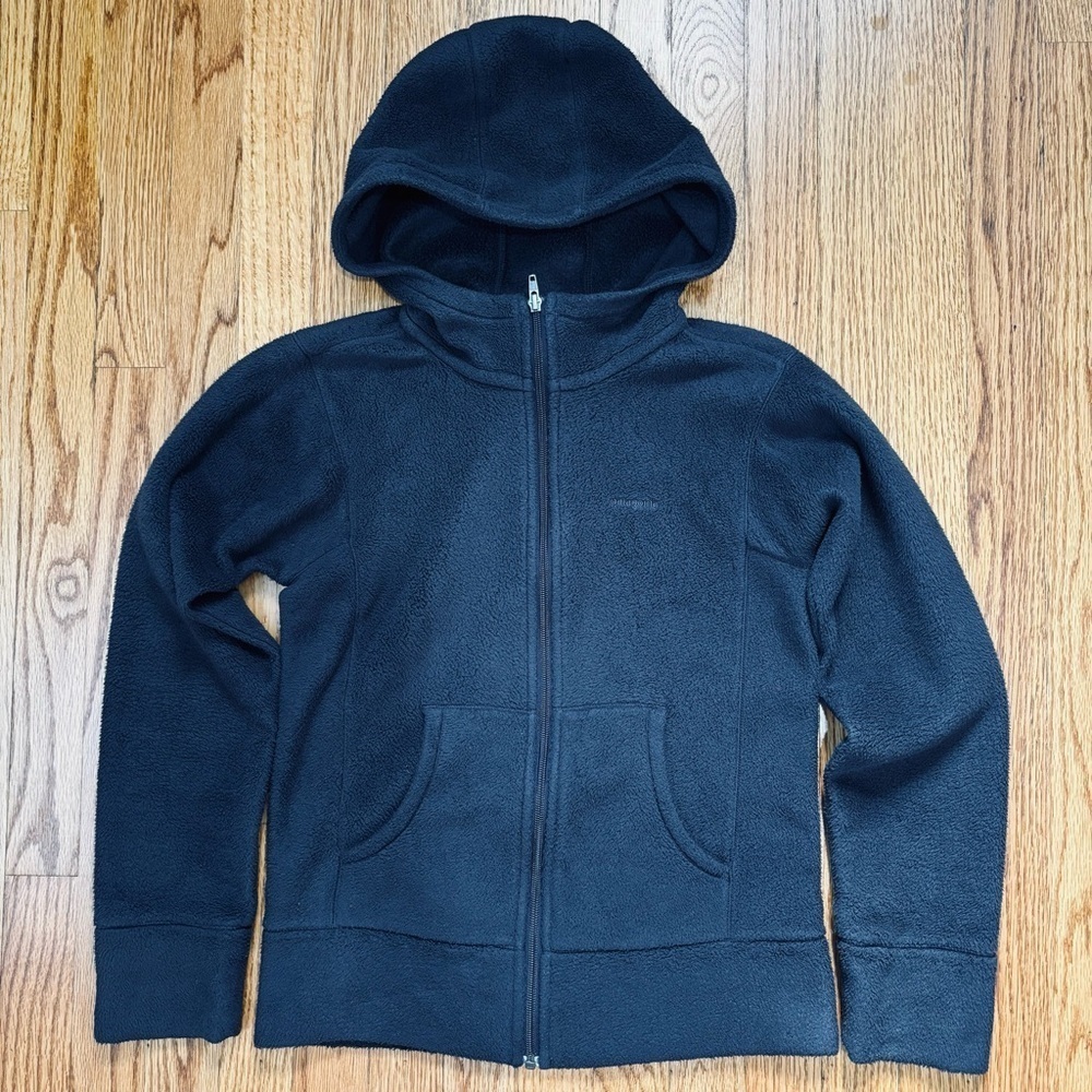 Patagonia Women XS dark navy full zip Long Sleeve hooded cozy soft fleece Jacket - Picture 14 of 16